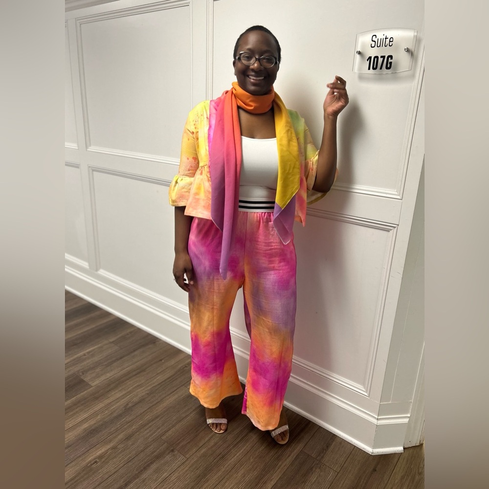 Abstract Print Jacket & Pants